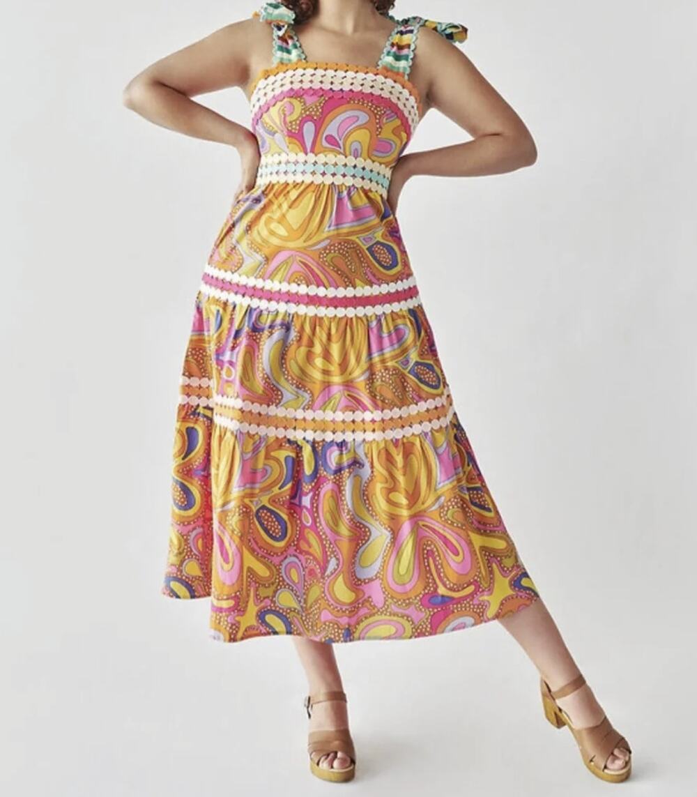 CeliaB Magnolia Tiered Midi Floral Dress In Multi Colour